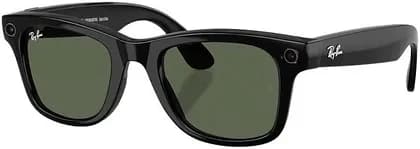 Ray-Ban Meta Wayfarer Gen 2 Sunglasses, High Bridge Fit, Shiny Black Frame, Clear to Graphite Green Transitions Lenses, Size 53, Meta AI, Integrated Speakers & Microphones, Shiny Black | RW4012-GEN2