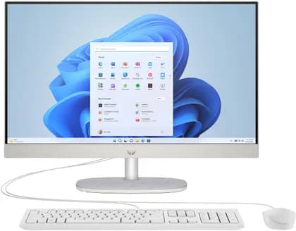HP All-in-One 24-cr0383nh Desktop Computer, 23.8" FHD IPS Display, Intel Core Ultra i7-1355U, 16GB RAM, 512GB SSD, Intel Iris Xe Graphics, HP 125 USB White Wired K/B & Mouse, No OS, White | D75CYEA