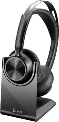 HP Poly Voyager Focus 2 Microsoft Teams Certified USB-C-C Headset with USB-C/A Adapter & Charging Stand, 32 mm Speaker Size, 6 Noise Cancelling Microphone, 1.5m Cable Length, Black | 9T9J6AA