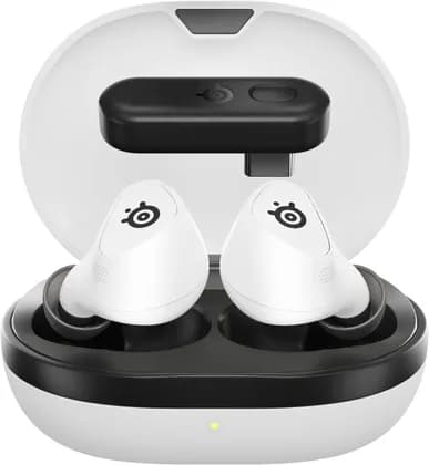SteelSeries Arctis Gamebuds for PlayStation, Neodymium Magnetic Drivers, 4 mic Hybrid Active Noise Cancellation, Bluetooth 5.3 & Quick Switch 2.4GHz Connectivity, Up to 40 Hours, White | 61682