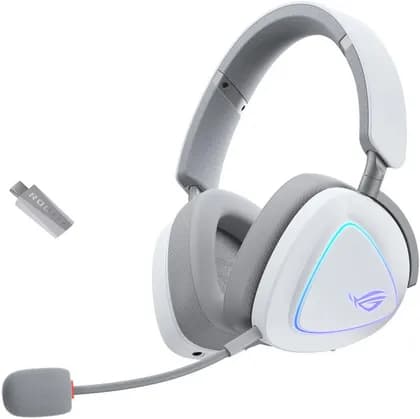 ASUS ROG Delta II Gaming Headphones, 50mm Titanium-Plated Diaphragm Drivers, 10mm Boom Microphone, Active Noise Cancellation, Tri-Mode Connectivity, 1800 mAh Battery Capacity, White | 90YH03W0-BHUA10