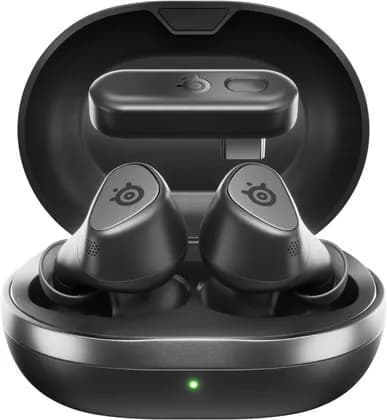 SteelSeries Arctis Gamebuds for PlayStation, Neodymium Magnetic Drivers, 4 mic Hybrid Active Noise Cancellation, Bluetooth 5.3 & Quick Switch 2.4GHz Connectivity, Up to 40 Hours, Black | 61680