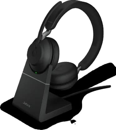 Jabra Evolve2 65 Wireless PC Headset with Charging Stand, Noise Cancelling Microsoft Teams Certified Stereo Headphones With Long-Lasting Battery, USB-A Bluetooth Adapter | 26599-999-989