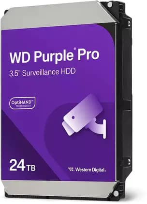 Western Digital Purple Pro Smart Video Internal Hard Drive, 24TB, 3.5" SATA, 7200 RPM, 512MB Cache, 287MB/s Transfer Rate, CMR, AllFrame AI, 550TB/Yr Workload | WD241PURP