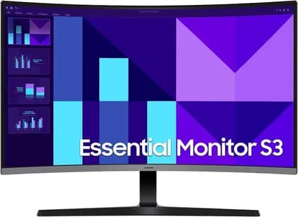 SAMSUNG Essential S3 Curved Monitor, 32" VA Display, FHD Resolution, 100Hz Resolution, 4ms (GtG) Response Time, Eye Saver Mode, Flicker Free, 16.7m Color Support, Black | LS32D392GAMXUE