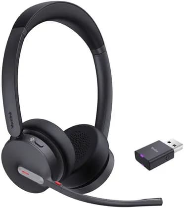 Yealink WH64 Hybrid Dual Teams Headset with Dongle, Hybrid Technology, 3-Mic Noise Cancellation Technology, DECT and Bluetooth, Acoustic Shield 2.0 Technology, Black | WH64 Hybrid