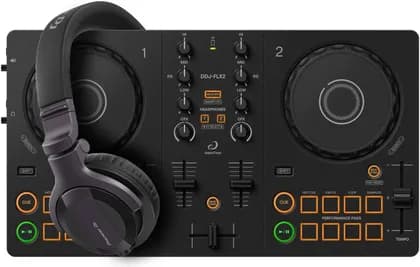 DJ Starter Kit - AlphaTheta DDJ FLX2 + Pioneer DJ HDJ-CUE1 DJ Headphones | DDJ FLX2 / HDJ-CUE1 DJ Bundle