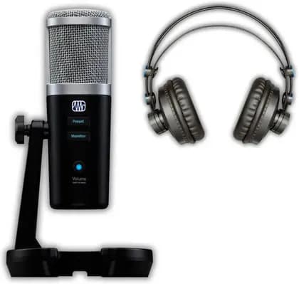 Podcast Bundle Starter Kit - PreSonus Revelator Condenser USB Microphone + PreSonus HD7 Professional Semi-Open Monitoring Headphones | REVELATOR / HD7
