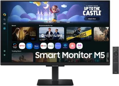 SAMSUNG M5 M50F Smart Monitor, 27" IPS Display, FHD Resolution, 60Hz Refresh Rate, 5ms (GtG) Response Time, Wi-Fi 5 & Bluetooth 5.2 Connectivity, Tizen Operating System, Black | LS27FM500EMXUE