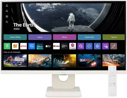 LG 25SR50F-W Smart Display Monitor, 24" IPS Display, FHD Resolution, 60Hz Refresh Rate, 5ms Response Time, HDR 10, Flicker Safe, webOS, Smart Energy Saving, White | 25SR50F-W.AMA