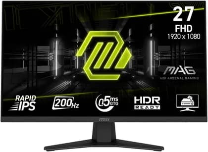 MSI MAG 274F Gaming Monitor, 27" Rapid IPS Display, FHD Resolution, 200Hz Refresh Rate, 0.5ms (GtG) Response Time, Adaptive-Sync Technology, 1.07b Color Display, Black | 9S6-3CE41H-055