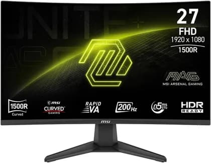 MSI MAG 276CF E20 Gaming Monitor, 27" Rapid VA Display, FHD Resolution, 200Hz Refresh Rate, 0.5ms (GtG) Response Time, AMD FreeSync Premium Technology, 1.07b Color Display, Black | 9S6-3CE11M-030