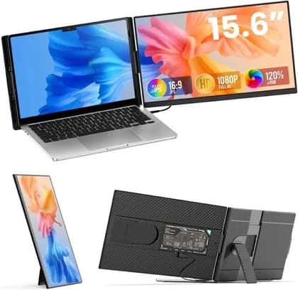 V2com 15.6" Laptop Screen Extender, 120% sRGB FHD 1080P IPS Laptop Monitor Extender Dual Screen, Portable Monitor for Laptops 13-17" with HDMI/USB-A/Type-C Plug-Play for Windows, Mac, Android | P5