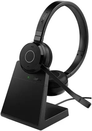 Jabra Evolve 65 TE MS Stereo Headphones, 30m Wireless Range, 16 hours Battery Life, Passive Noise Cancellation, Bluetooth or USB Connection, Charging Stand, Busy Light, Black | 6699-833-399
