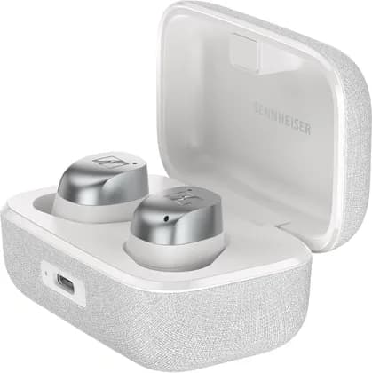 Sennheiser MOMENTUM 4th Gen True Wireless 4 Headphones, 7mm Diameter TrueResponse Dynamic, Hybrid Adaptive ANC, Bluetooth 5.4 Connectivity, 3 Beamforming Mics Per Earbud, Silver | 700366