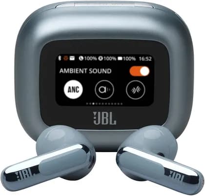 JBL Live Flex 3 Wireless Earbud Headphones, True Adaptive Noise Cancelling, High Resolution Signature Sound, BT 5.3, 50H Battery Life, IP54 Waterproof, Open-Back Stick Design, Silver | JBLLIVEFLEX3BLU