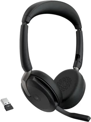 Jabra Evolve2 65 Flex Professional Headset, Hybrid Active Noise Cancellation with Memory Foam Padding, 360° Busylight, Optimized for Microsoft Teams, USB-A Dongle, Black | 26699-999-999