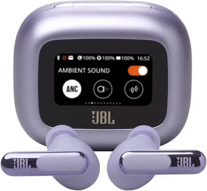 JBL Live Beam 3 Wireless Earbud Headphones, Up to 48 Hours Battery Life, Personi-fi 3.0, True Adaptive Noise Cancelling & Signature Sound, IP55 Waterproof, with Earplugs, Purple | JBLLIVEBEAM3PUR