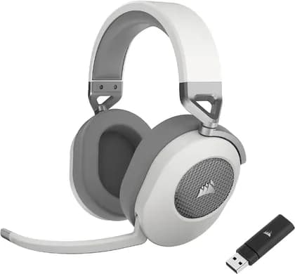 Corsair HS65 Wireless Gaming Headset, 50mm Neodymium Drivers 2.4GHz Wireless / BT Connection, Dolby Audio 7.1 Surround Sound, Omni-Directional Mic, On-Ear Audio Controls, White | CA-9011286-EU