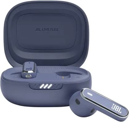 JBL Live Flex TWS Noise Cancelling Earbuds, Hi-Fi + Personi-Fi 2.0, 40H Battery, 6 Beam Forming Mics, Bluetooth 5.3, JBL Spatial Sound, Touch/Voice Control, IP54 Water Resist - Blue | JBLLIVEFLEXBLU