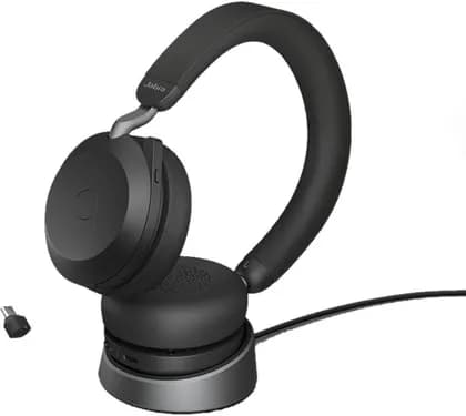 Jabra Evolve2 75 MS Noise-Canceling Wireless Headset, 40mm Drivers, Optimized for Microsoft Teams, Dual-Foam Ear Cushions, 8 Integrated Microphones, USB Type-C, Charging Stand, Black | 27599-999-889
