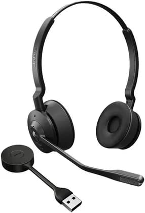 Jabra Engage 55 MS Stereo USB-A Headset, Robust & Flexible USB Adapter, Safetone 2.0 Hearing Protection, 150m Wireless Range, Noise Cancelling Mic, MS Teams & Zoom Certification, Black | 9559-450-111