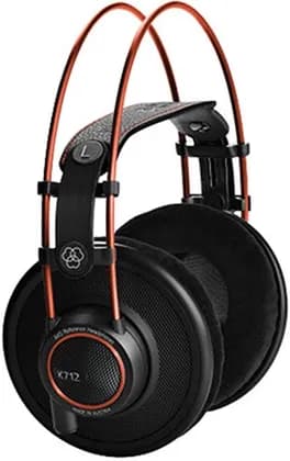 AKG K712 Pro Reference Studio Headphones, Velour Earpads, Leather Headband, Flat Wire Voice Coil, Black | 2458X00140