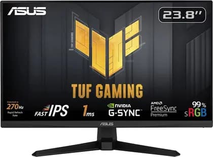 ASUS TUF VG249QM1A Gaming Monitor, 24" FHD 1ms Fast IPS Display, 270Hz(OC) Refresh Rate, 2Wx2 Speakers, 99% sRGB, AMD FreeSync Premium & G-Sync Technology, Black | 90LM06J0-B02370