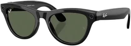 Ray-Ban Meta Skyler Gen 2 Sunglasses, High Bridge Fit, Shiny Black Frame, G15 Green Lenses, Size 52, Shiny Black / G15 Green | RW4014