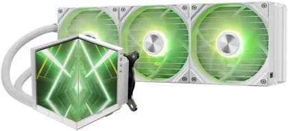 TRYX Stage 360 ARGB 360mm AIO Liquid CPU Cooler, Dual 4-inch IPS Display, Asetek 7th Gen V2 Pump, 280W TDP, 65.64 CFM High Airflow ARGB Gaming Cooler, White | L-S360A-DM3M-G0W