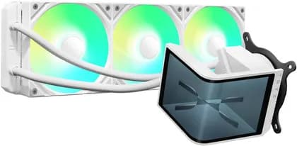 TRYX PANORAMA SE ARGB 360 Liquid CPU Cooler, Rotatable AMOLED Screen, Pre-Installed aRGB Fans, 1850 RPM Fan Speed, 66.09 CFM Fan Airflow, Fluid Dynamic Bearing, White | L-P360L-AM3M-G0W