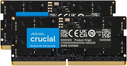 Crucial 64GB DDR5 SODIMM Laptop Memory Kit (2x32GB), 5600MT/s PC5-38400 High-Performance RAM Upgrade for Notebook & Workstation | CT2K32G56C46S5