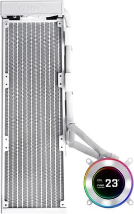 Lian-Li Hydroshift II LCD-C 360N Liquid CPU Cooler, 2.1" IPS Display, No Fans Included, 2500 RPM Pump Speed, Aluminum Alloy Radiator Material, White | GHS2LCD36W