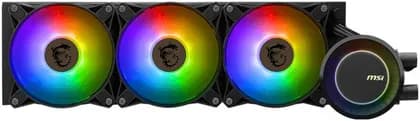 MSI MAG Coreliquid E360 Liquid CPU Cooler, 360mm Radiator, 3x Fans Included, 75.04 CFM Fan Airflow, 3000 RPM Pump Speed, Fluid Dynamic Bearing, Black | 306-7ZW6E17-C24