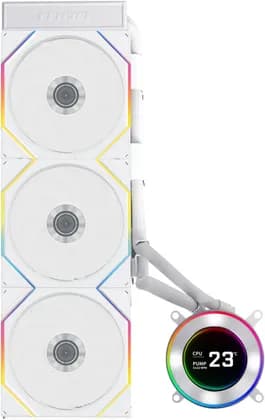 Lian-Li Hydroshift II LCD-C 360TL Liquid CPU Cooler, 2.1" IPS Display, 2600 RPM Fan Speed, 90.1 CFM Fan Airflow, 2600 RPM Pump Speed, Aluminum Alloy Radiator Material, White | GHS2LCD36TW
