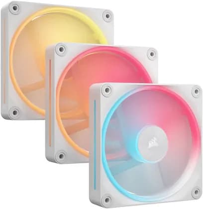 Corsair iCUE LINK LX120-R RGB 120mm PWM Reverse Fans, 2400 RPM Fan Speed, 70 CFM Fan Airflow, 35.1 dBA Sound Level, Static Pressure Flow Type, Pack of 3, White | CO-9051054-WW