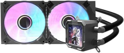 DarkFlash Wave DV240S Liquid CPU Cooler, 240mm Radiator, 2x 120mm aRGB Fans, 3.2" IPS Display, 64.05CFM Fan Airflow, 1800 RPM Fan Speed, 30dBa Noise Level, Copper Base Water Block, Black | DV240S