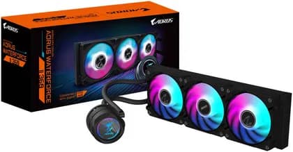 GIGABYTE AORUS WATERFORCE II 360, AIO Liquid Cooler With ARGB Fans, 360mm, Rotatable Water Block, Intel 115x,1200,1700 AMD AM5, AM4, Black | AORUS-WATERFORCE-II-360