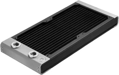 EKWB EK-Quantum Surface S240 Radiator, Copper H90 Tubing, Brass H62 End Tank Chambers,Stainless Steel Side Plates, 120mm Fan Compatiblity, Black | 3831109838174