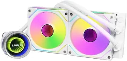 Lian Li Galahad II Trinity Liquid CPU Cooler, 240mm, 2x 120mm SL-Infinity Fans, 3200RPM Pump Speed, 61.3CFM Fan Airflow, 2100RPM Fan Speed, Fluid Dynamic Bearing, White | G89.GA2T24INW.00