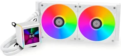Lian Li Galahad II LCD 280 AIO RGB CPU Liquid Cooler, 2.88" IPS LCD Screen, Asetek 8th Gen 3600 RPM Pump, 140mm FDB Fans, Up to 1550 RPM Fan Speed, 89.7 CFM Airflow, White | G89.GA2ALCD28W.00