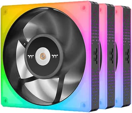 Thermaltake TOUGHFAN 14 RGB High Static Pressure Radiator Fan, 16.8 Million RGB Lighting, 2000 RPM Fan Speed, 140mm Hydraulic Bearing Gen.2, 53.75 CFM Air Flow, 3 Pack, Black | CL-F136-PL14SW-A
