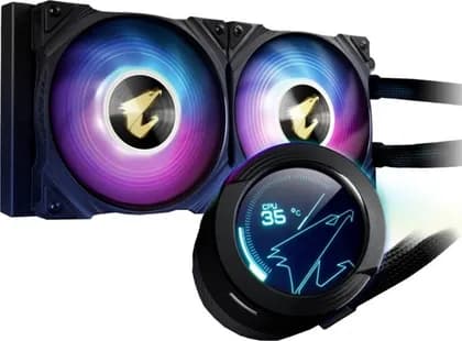 Gigabyte Aorus Waterforce X 240 AIO Liquid Cooler, 2x120mm ARGB Fan, RGB Fusion 2.0 and Aorus Engine, 380mm Tube Length, 240mm Radiator, 60x60mm Full Color LCD, Black | AORUS-WATERFORCE-X-240
