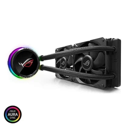 ASUS ROG RYUO 240 RGB AIO Liquid CPU Cooler 240mm Radiator Dual 120mm 4-Pin PWM Fan with OLED Panel & Fan Control 1.77" | 90RC0040-M0UAY0