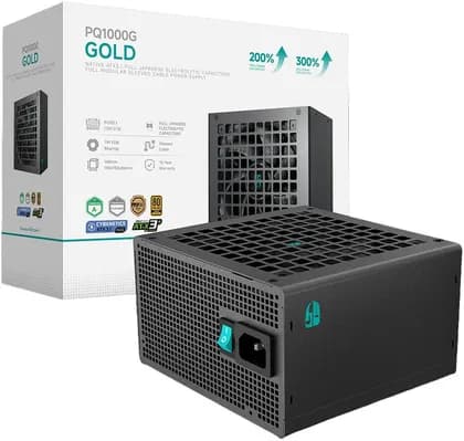 DeepCool PQ1000G Fully Modular Power Supply, 1000W Power, 80 PLUS Gold Efficiency, Fluid Dynamic Bearing Fan, Full Japanese Electrolytic Capacitors, ATX12V V3.1 Type, Black | R-PQA00G-FD1B-JGUK-V1