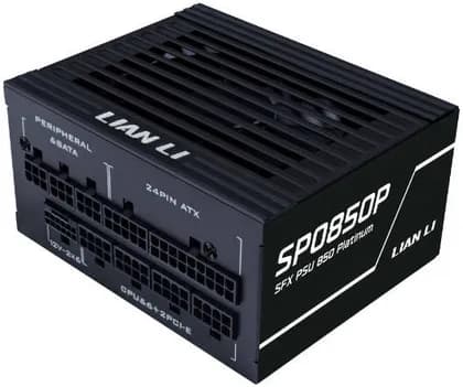 Lian Li SP850 Platinum Fully Modular Power Supply, 850W Power, 80 PLUS Platinum Efficiency, 92mm FDB Smart Fan, Japanese Rubycon 105°C Capacitors, SFX Form Factor, ATX 3.1, Black | SP0850P
