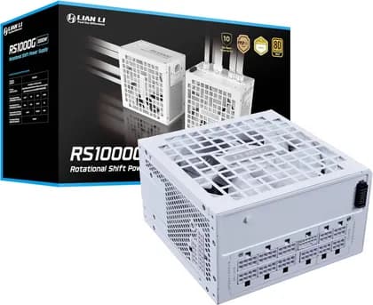 Lian Li RS Rotational Shift Fully Modular Power Supply, 1000W Power, 80 Plus Gold Efficiency, 135mm Cooling Fan, German EPCOS Industrial-Grade Capacitors, ATX 3.1 Ready, w/o Hub, White | RS1000G.W000