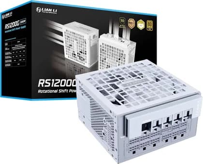Lian Li RS Rotational Shift Fully Modular Power Supply, 1200W Power, 80 Plus Gold Efficiency, 135mm Cooling Fan, German EPCOS Industrial-Grade Capacitors, ATX 3.1 Ready, White | RS1200G.WH00