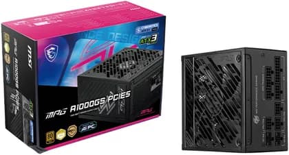 MSI MPG A1000GS PCIE5 Fully Modular Power Supply, 1000W Power, 80 PLUS Gold Efficiency, 135mm Fluid Dynamic Bearing Type, Active PFC, Zero Fan Mode, Black | 306-7ZPFY18-CE0