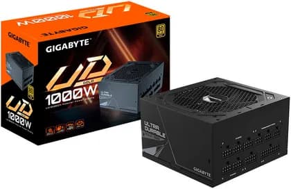 GIGABYTE UD1000GM PG5 1000W Fully Modular PSU, 80 PLUS Gold Certified, 120mm Smart Hydraulic Bearing (Hyb) Fan, Active PFC, Main Japanese Capacitors, Support PCIe Gen 5.0 GPU, Black | GP-UD1000GM-PG5